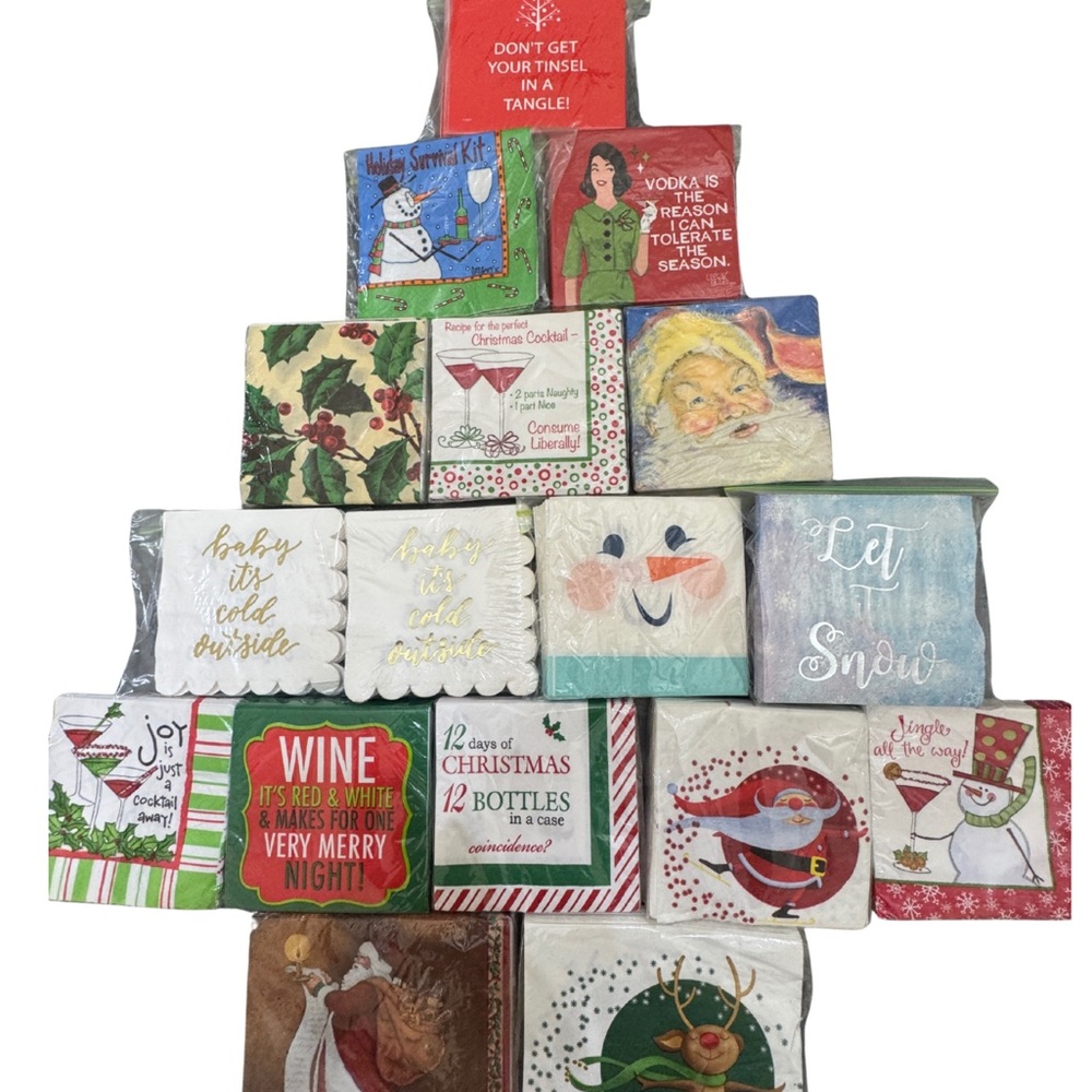 Holiday Napkin Sets- Christmas & Winter beverage and full size! over $50 worth!